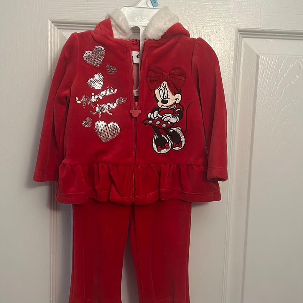 Minnie mouse infant two piece velour outfit size 6m